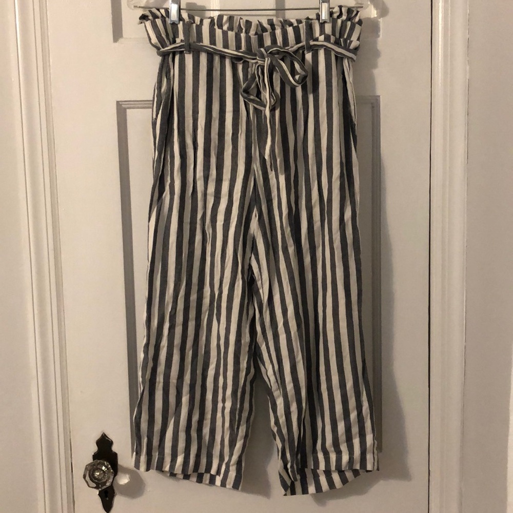 Striped Flowy Pants with a Bow Tie Waist
